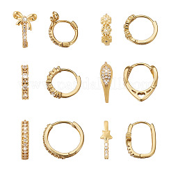 6 пара серег-колец с кубическим цирконием в двух стилях&nbsp;EJEW-YS0001-02