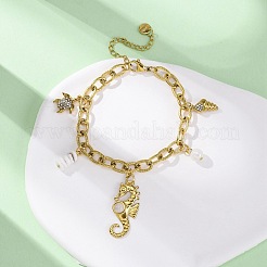 Браслеты с подвесками из нержавеющей стали 304 со стразами BJEW-L708-09G