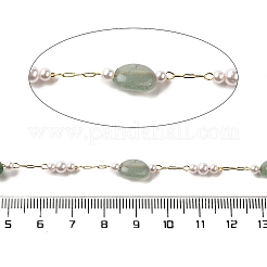 Цепочки из бисера из натурального зеленого авантюрина ручной работы CHC-F020-03G-01