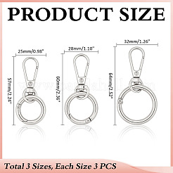 9 шт. 3-х стильные литые пружинные затворные кольца&nbsp;KEYC-ME00015