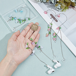 25 шт. 5-х стильная латунная цепочка и акриловое украшение для наушников&nbsp;HJEW-CO00001