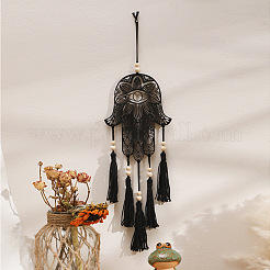 Богемная деревянная рука хамса с подвесками-кисточками PW-WG49944-01