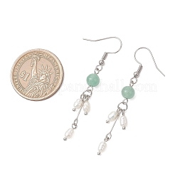 Круглые серьги-подвески с натуральными камнями и бусинами из натурального жемчуга&nbsp;EJEW-JE06936