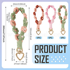 3 шт. хлопчатобумажные плетеные цветочные подвески-украшения&nbsp;AJEW-TA0002-72D