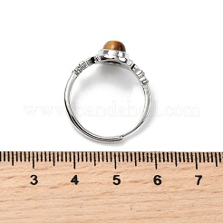 Натуральный тигровый глаз кольца палец&nbsp;RJEW-A084-03P-07