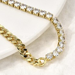 Латунные браслеты с квадратными звеньями из микрофибры с кубическим цирконием BJEW-L460-005G-02