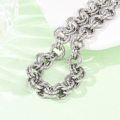 Браслеты из витых звеньев с двойным кольцом из нержавеющей стали 304 для женщин&nbsp;BJEW-G780-06P-02