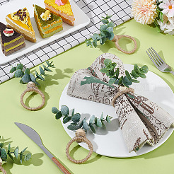 Кольца для салфеток из джутового шнура и деревянных бусин&nbsp;AJEW-GA00025