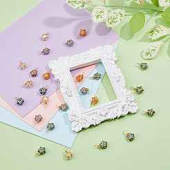 70 шт. 7 цветные стеклянные подвески с медной проволокой PALLOY-FH00011