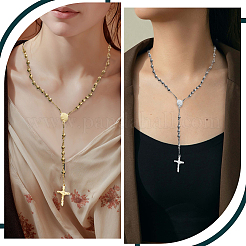 2 шт. 2-цветные четки из нержавеющей стали 201&nbsp;NJEW-GO0001-08