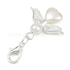 Пластиковый жемчужный ангел-подвеска в форме сердца HJEW-JM03579-04