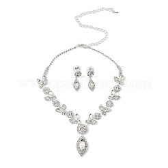 Комплект из серег-гвоздиков и ожерелий с подвесками в виде листьев из латуни и страз для женщин&nbsp;SJEW-M102-01S