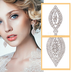 4 пара двухцветных сережек-гвоздиков в форме конского глаза со стразами EJEW-AN0004-21