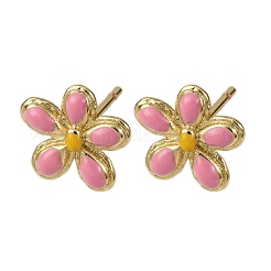 Серьги-гвоздики в виде цветка из латуни&nbsp;EJEW-H165-04G-02