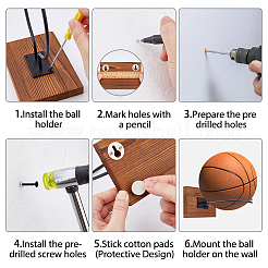 Настенная стойка для баскетбола из дерева и железа AJEW-WH0248