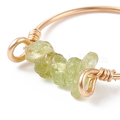 Кольца на пальцы из бисера с чипсами из натуральных драгоценных камней RJEW-JR00512