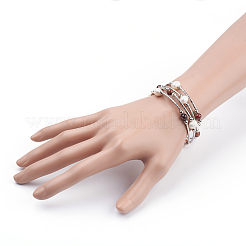 4-петлевые браслеты из натурального полосатого агата/крученого агата (окрашенные) BJEW-JB03356