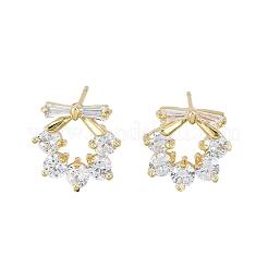 Серьги-гвоздики с венком из прозрачного кубического циркония EJEW-N014-19