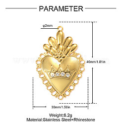Подвески из нержавеющей стали 304 со стразами&nbsp;STAS-OY011-78G