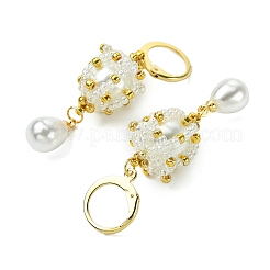 Серьги с застежкой-молнией ручной работы из стеклянных бусин и искусственного жемчуга из АБС-пластика EJEW-MZ00364