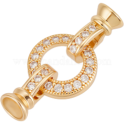 6 шт. латунные застежки с микропаве из прозрачного кубического циркония KK-BBC0018-85