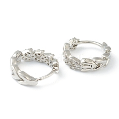 Серьги-кольца Huggie из латуни с прозрачным фианитом и прозрачным фианитом EJEW-L234-029P