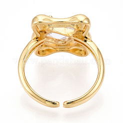 Латунные кольца-манжеты с микропаве и прозрачным цирконием для женщин KK-T074-12G