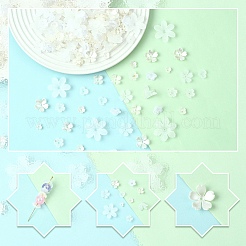 500 шт. 10 стиля колпачков для бусин из АБС-пластика и акрила с имитацией жемчуга&nbsp;OACR-YW0004-12