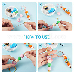 15 шт. 5-х цветные железные стержни для брелоков с бусинами AJEW-TA0002-14