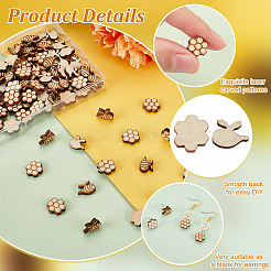 120 шт. 2 вида деревянных бусин с лазерной гравировкой WOOD-OC0003-50