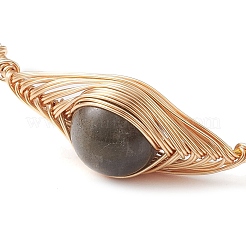 Браслет-манжета с натуральным лабрадором и жемчугом BJEW-JB10119-03