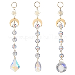 3 шт. стеклянные каплевидные круглые подвесные ловцы солнца в виде листьев&nbsp;HJEW-JM04603-01