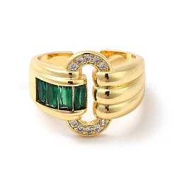 Ионное покрытие (ip) кубический цирконий овальная пряжка форма открытое манжетное кольцо RJEW-C041-09G