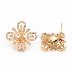 Латунные микро-паве прозрачные серьги-гвоздики из циркония KK-S356-250-NF