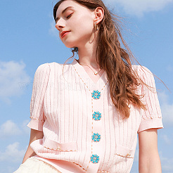 6 шт. латунные пуговицы с 1 отверстиями на ножке&nbsp;BUTT-FG0001-15E