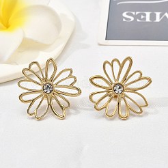 Серьги-гвоздики из нержавеющей стали 304 с кристаллами и стразами EJEW-G423-01G