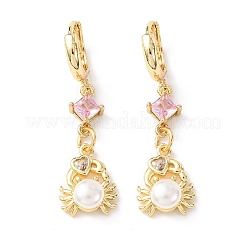 Латунные микро проложить серьги обруча кубического циркония EJEW-A149-04A-G