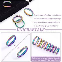 16 шт. 8 размер 201 нержавеющая сталь рифленое кольцо для женщин RJEW-UN0002-38M