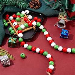 300шт 3 цвета окрашенные бусины из натурального дерева&nbsp;WOOD-SZ0001-05