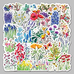50шт смешанные стили цветочный узор водонепроницаемые ПВХ пластиковые наклейки STIC-PW0001-367