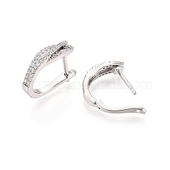 Серьги-кольца из латуни с микропаве из кубических цирконий EJEW-T048-34P