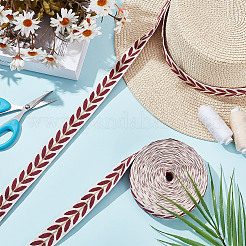 Около 10.5~11 ярда жаккардовых лент из поликоттона в этническом стиле с узором в виде листьев OCOR-GO0001-15A