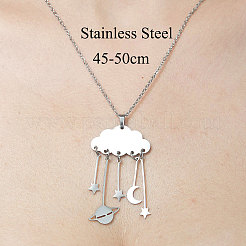 Не тускнеющая подвеска в виде облака с планетой из нержавеющей стали 201 NJEW-OY001-60