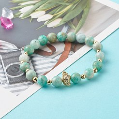 Набор браслетов стрейч с кубическим цирконием в форме раковины для девочек-подростков&nbsp;BJEW-JB06850-04