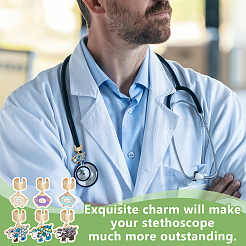 12 шт. 6 стиля эмалированный сплав стетоскоп подвеска украшения HJEW-OC00170