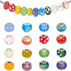 Смешанный стиль ручной работы Стеклянные витые европейских бусы&nbsp;LPDL-PH0001-03-WH