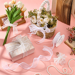 2 рулон двухцветной сетчатой ленты с жемчужной окантовкой из АБС-пластика для изготовления бантов&nbsp;OCOR-OC0001-78