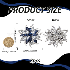 2 шт. броши-цветы со стразами&nbsp;JEWB-FG0001-50