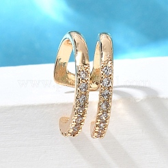 Серьги-каффы из латуни с прозрачным кубическим цирконием&nbsp;LS-EJEW-Q025-03A-G