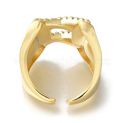 Покрытие стойки буква x латунные прозрачные кольца с цирконием открытые манжеты RJEW-S411-25G